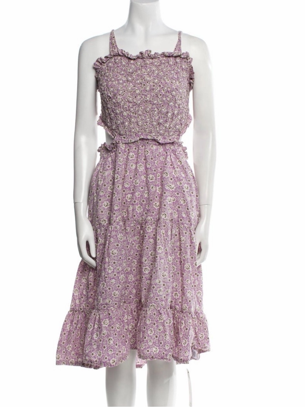 Sea New York Lavender Floral Smocked Midi Dress